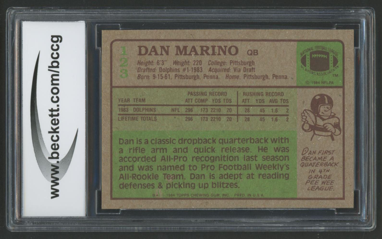 Dan Marino 1984 Topps #123 PB RC (BCCG 10) at PristineAuction.com Dan Marino 1984 Topps #123 PB RC (BCCG 10) at PristineAuction.com