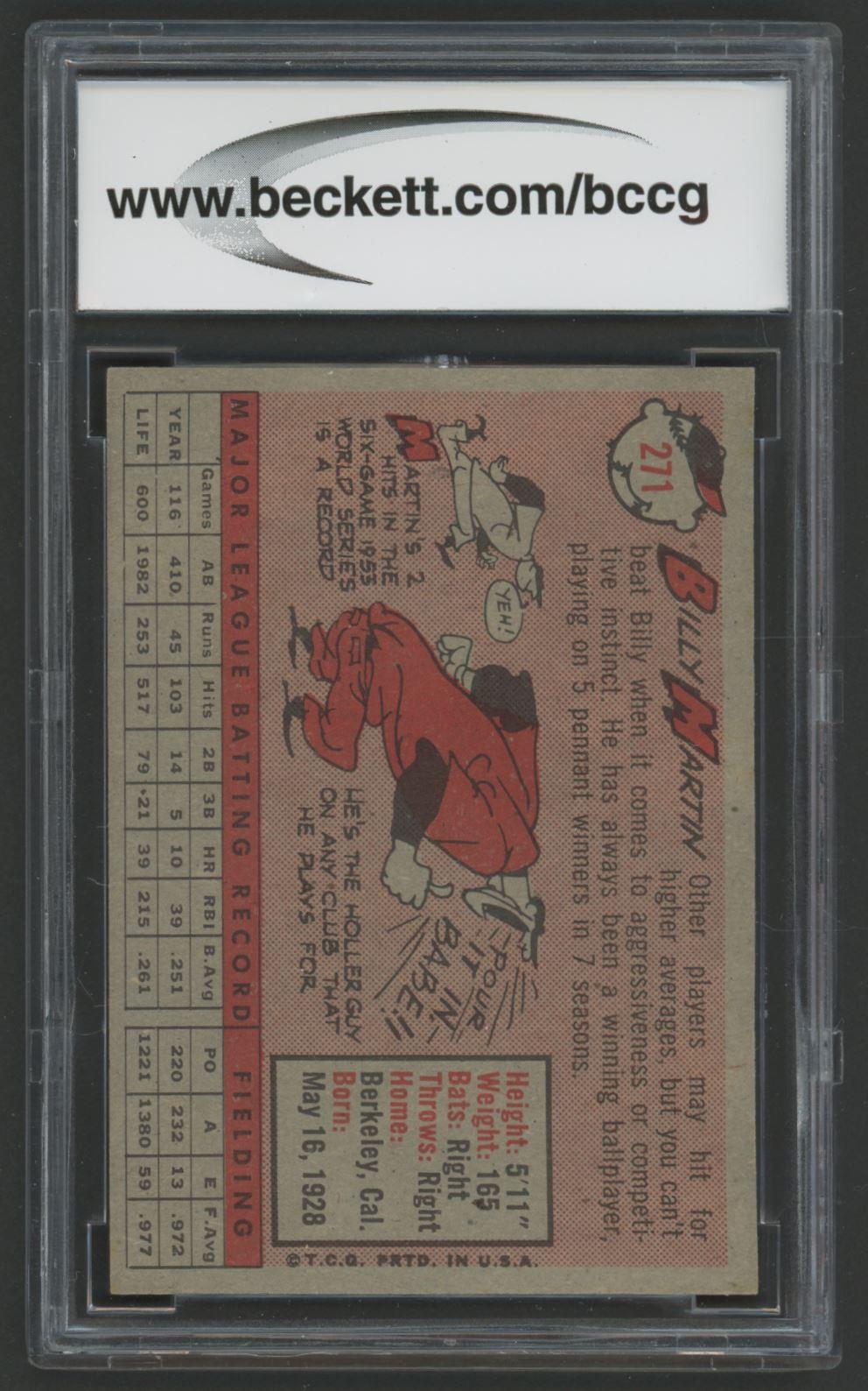 Billy Martin 1958 Topps #271 (BCCG 9) at PristineAuction.com Billy Martin 1958 Topps #271 (BCCG 9) at PristineAuction.com