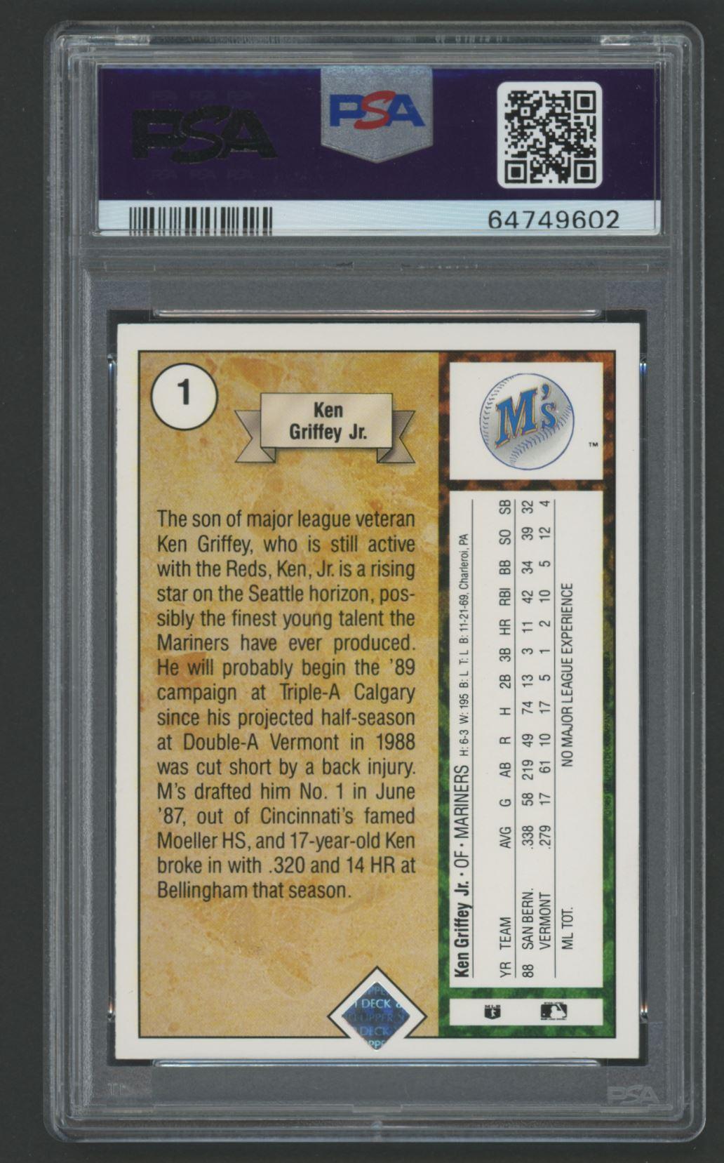 Ken Griffey Jr. 1989 Upper Deck #1 RC (PSA 8) at PristineAuction.com Ken Griffey Jr. 1989 Upper Deck #1 RC (PSA 8) at PristineAuction.com