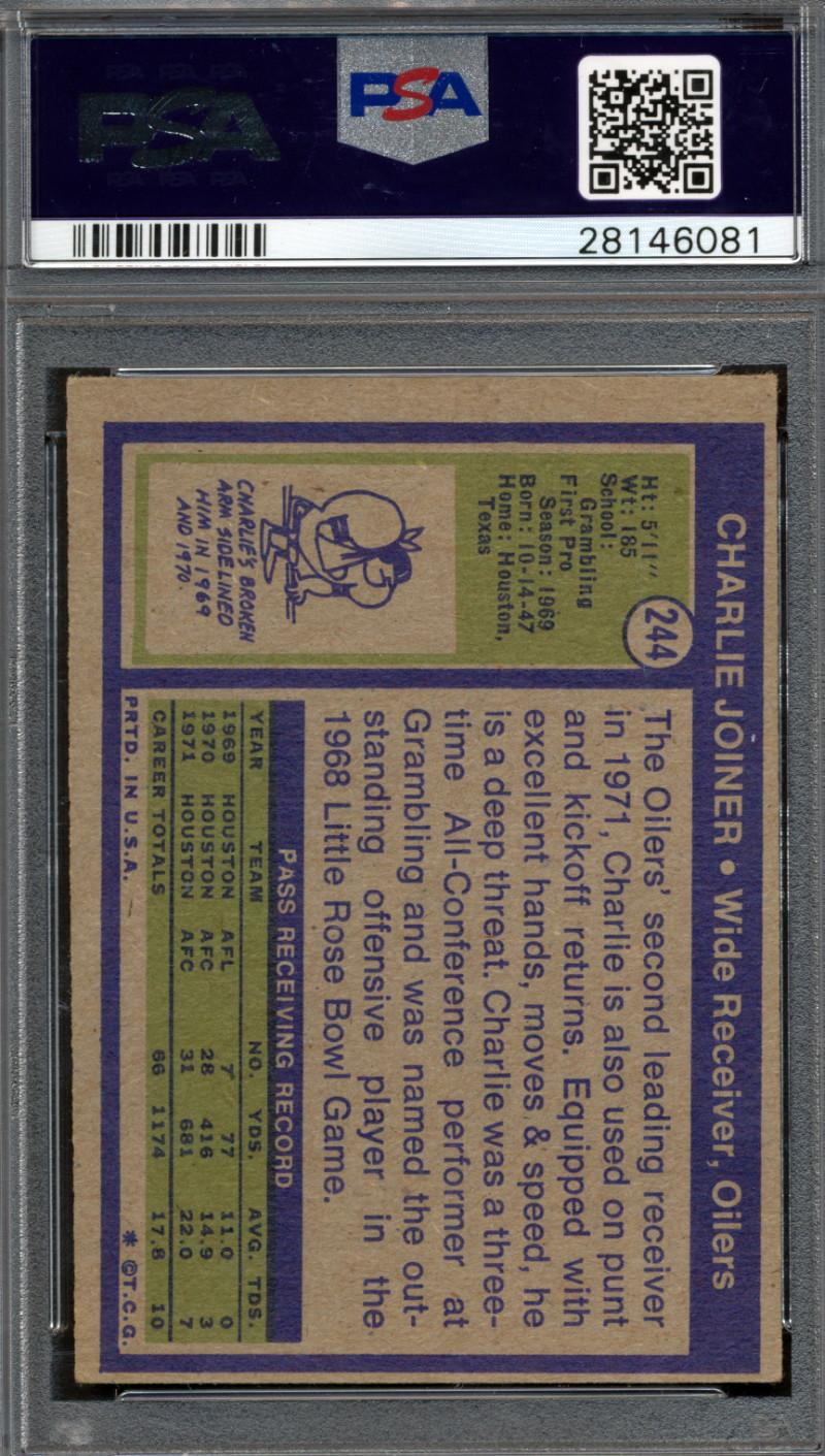 Charlie Joiner Signed 1972 Topps #244 RC (PSA) at PristineAuction.com Charlie Joiner Signed 1972 Topps #244 RC (PSA) at PristineAuction.com