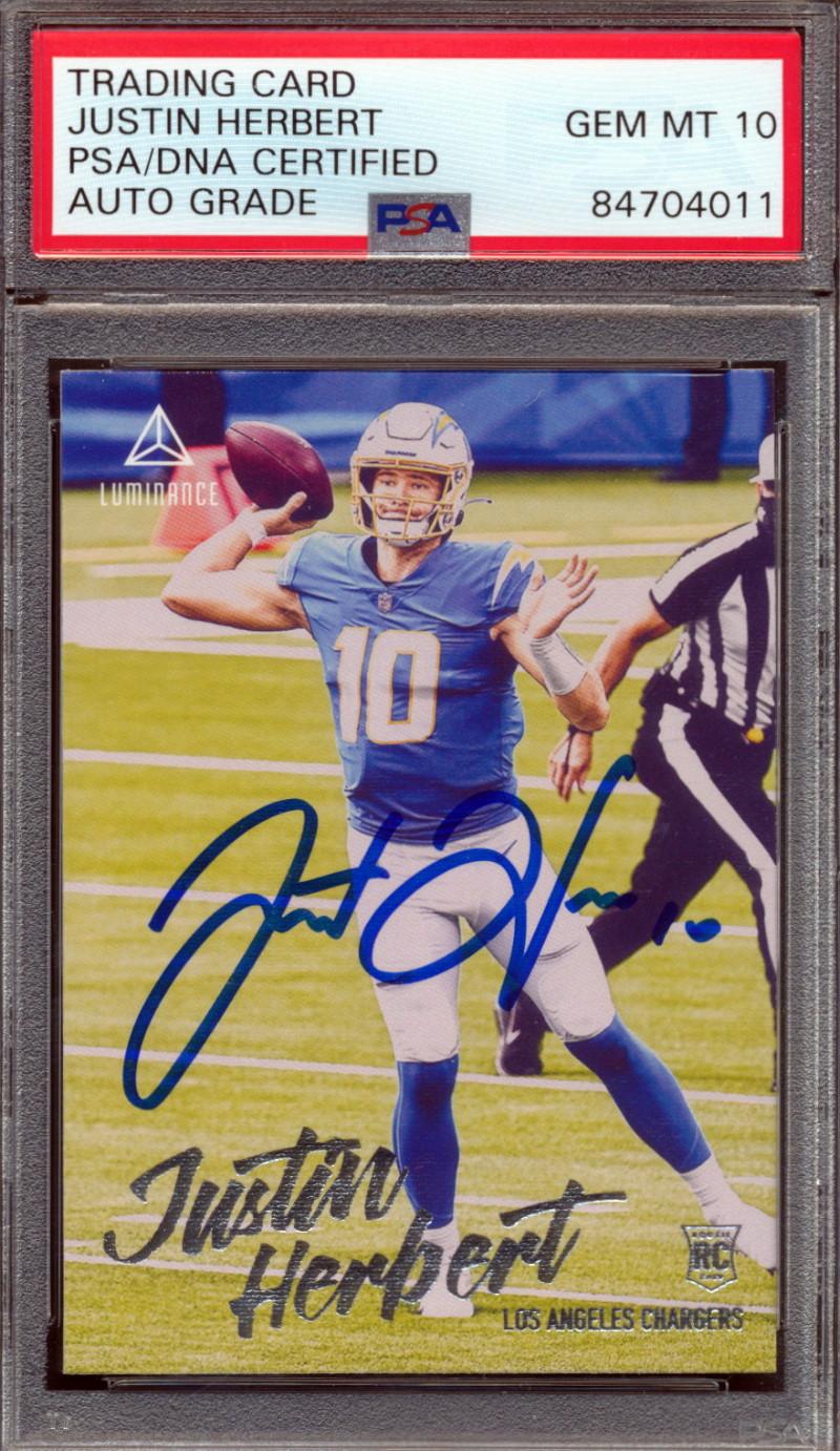 Justin Herbert Signed 2020 Panini Luminance #203 (PSA | Autograph Graded 10) at PristineAuction.com Justin Herbert Signed 2020 Panini Luminance #203 (PSA | Autograph Graded 10) at PristineAuction.com