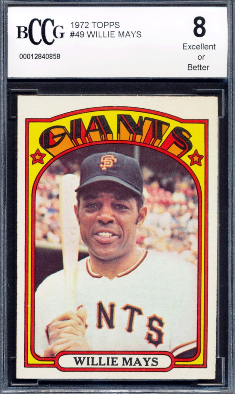 Willie Mays 1972 Topps #49 (BCCG 8) at PristineAuction.com Willie Mays 1972 Topps #49 (BCCG 8) at PristineAuction.com