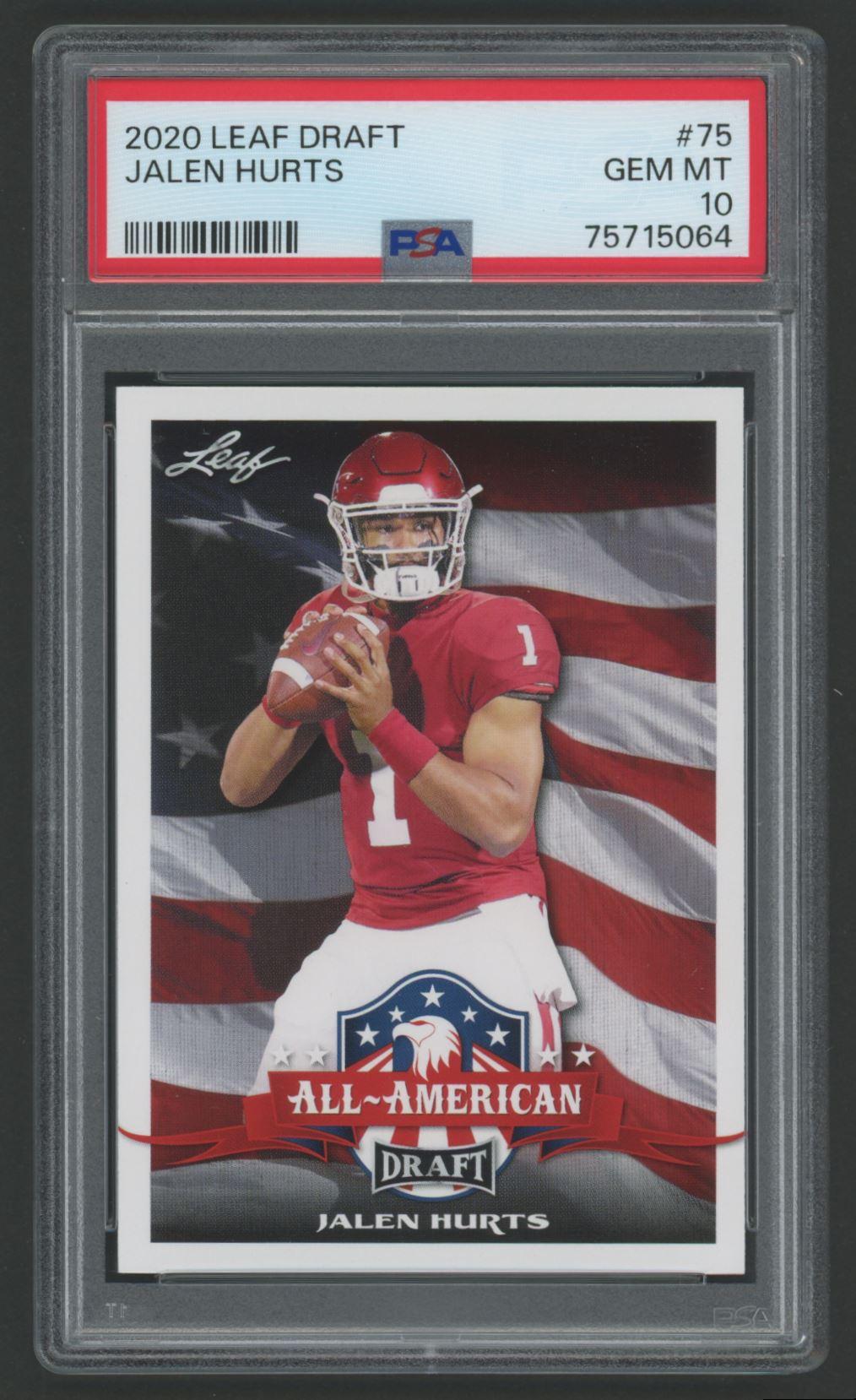 Jalen Hurts 2020 Leaf Draft #75 AA RC (PSA 10) at PristineAuction.com Jalen Hurts 2020 Leaf Draft #75 AA RC (PSA 10) at PristineAuction.com