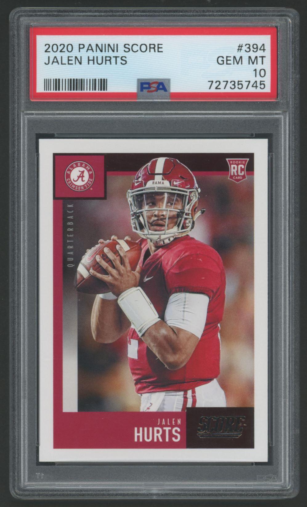 Jalen Hurts 2020 Panini Score #394 RC (PSA 10) at PristineAuction.com Jalen Hurts 2020 Panini Score #394 RC (PSA 10) at PristineAuction.com