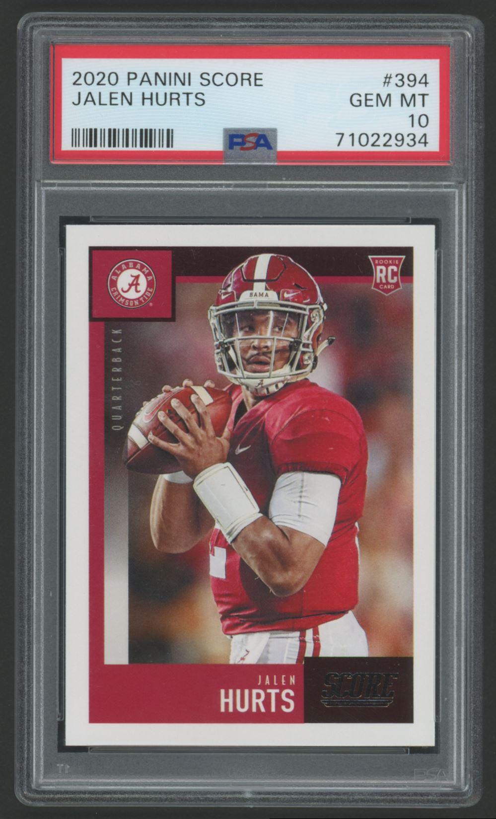 Jalen Hurts 2020 Panini Score #394 RC (PSA 10) at PristineAuction.com Jalen Hurts 2020 Panini Score #394 RC (PSA 10) at PristineAuction.com