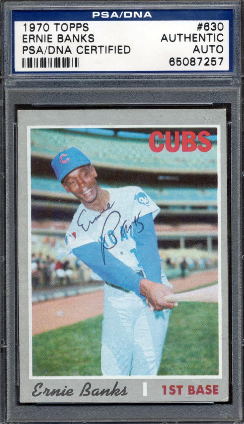 Ernie Banks Signed 1970 Topps #630 (PSA) at PristineAuction.com Ernie Banks Signed 1970 Topps #630 (PSA) at PristineAuction.com