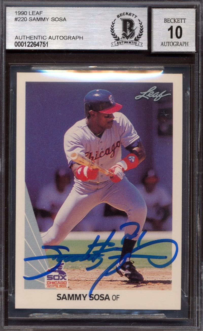 Sammy Sosa Signed 1990 Leaf #220 RC (BGS | Autograph Graded 10) at PristineAuction.com Sammy Sosa Signed 1990 Leaf #220 RC (BGS | Autograph Graded 10) at PristineAuction.com