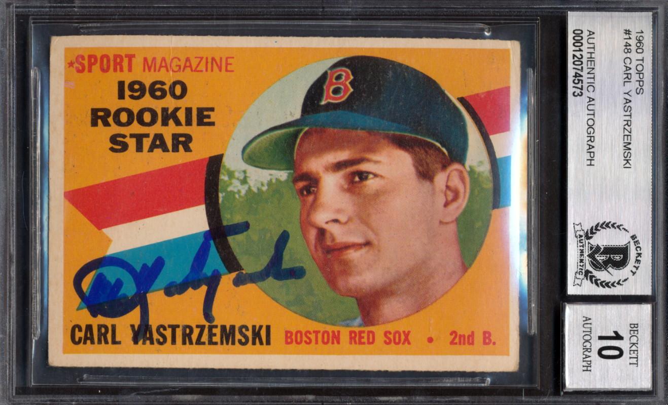 Carl Yastrzemski Signed 1960 Topps #148 RC (BGS | Autograph Graded 10) at PristineAuction.com Carl Yastrzemski Signed 1960 Topps #148 RC (BGS | Autograph Graded 10) at PristineAuction.com