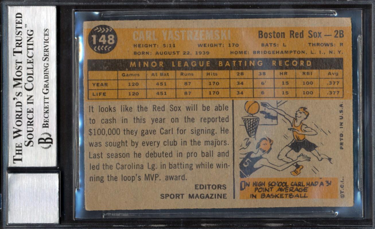 Carl Yastrzemski Signed 1960 Topps #148 RC (BGS | Autograph Graded 10) at PristineAuction.com Carl Yastrzemski Signed 1960 Topps #148 RC (BGS | Autograph Graded 10) at PristineAuction.com