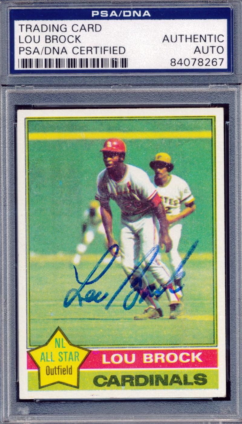 Lou Brock Signed 1976 Topps #10 (PSA) at PristineAuction.com Lou Brock Signed 1976 Topps #10 (PSA) at PristineAuction.com