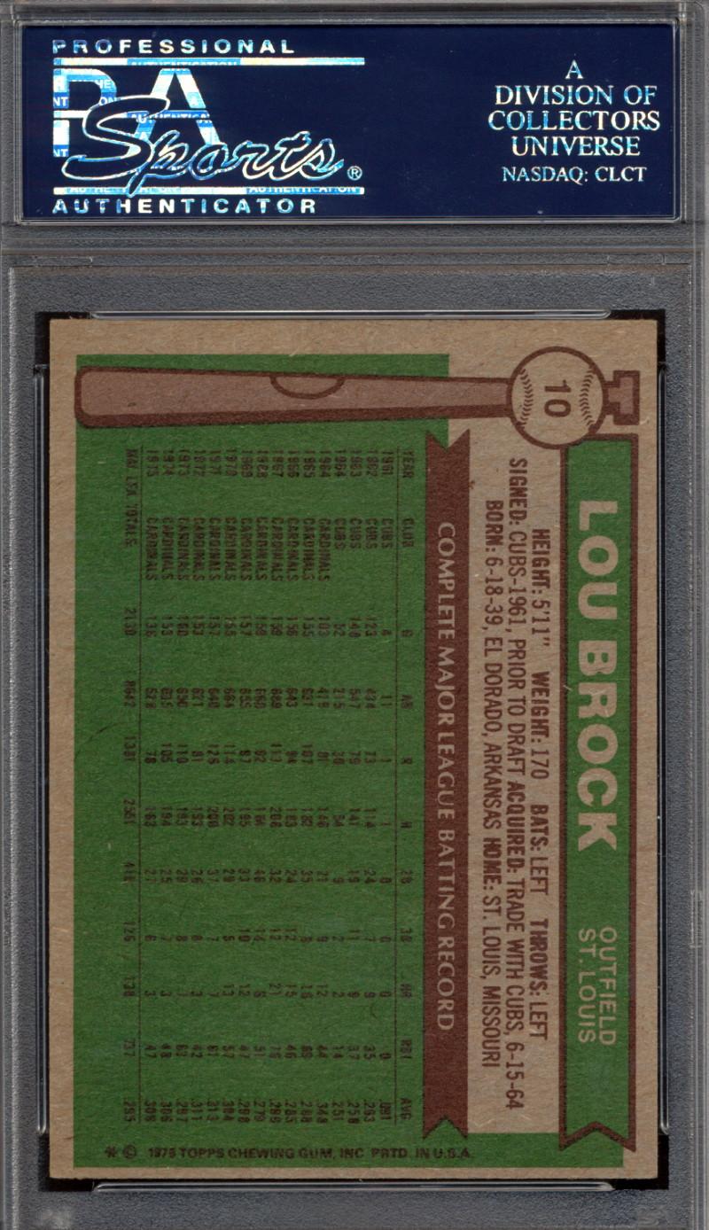 Lou Brock Signed 1976 Topps #10 (PSA) at PristineAuction.com Lou Brock Signed 1976 Topps #10 (PSA) at PristineAuction.com