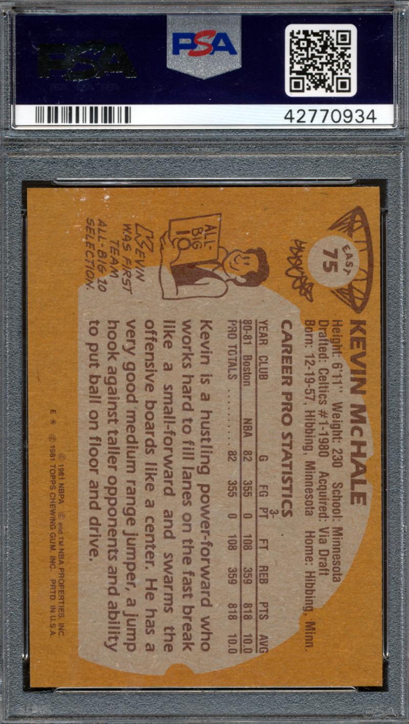 Kevin McHale Signed 1981-82 Topps #E75 RC (PSA | Autograph Graded 10) at PristineAuction.com Kevin McHale Signed 1981-82 Topps #E75 RC (PSA | Autograph Graded 10) at PristineAuction.com