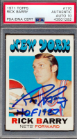 Rick Barry Signed 1971-72 Topps #170 RC Inscribed "HOF 1987" (PSA | Autograph Graded 10) at PristineAuction.com