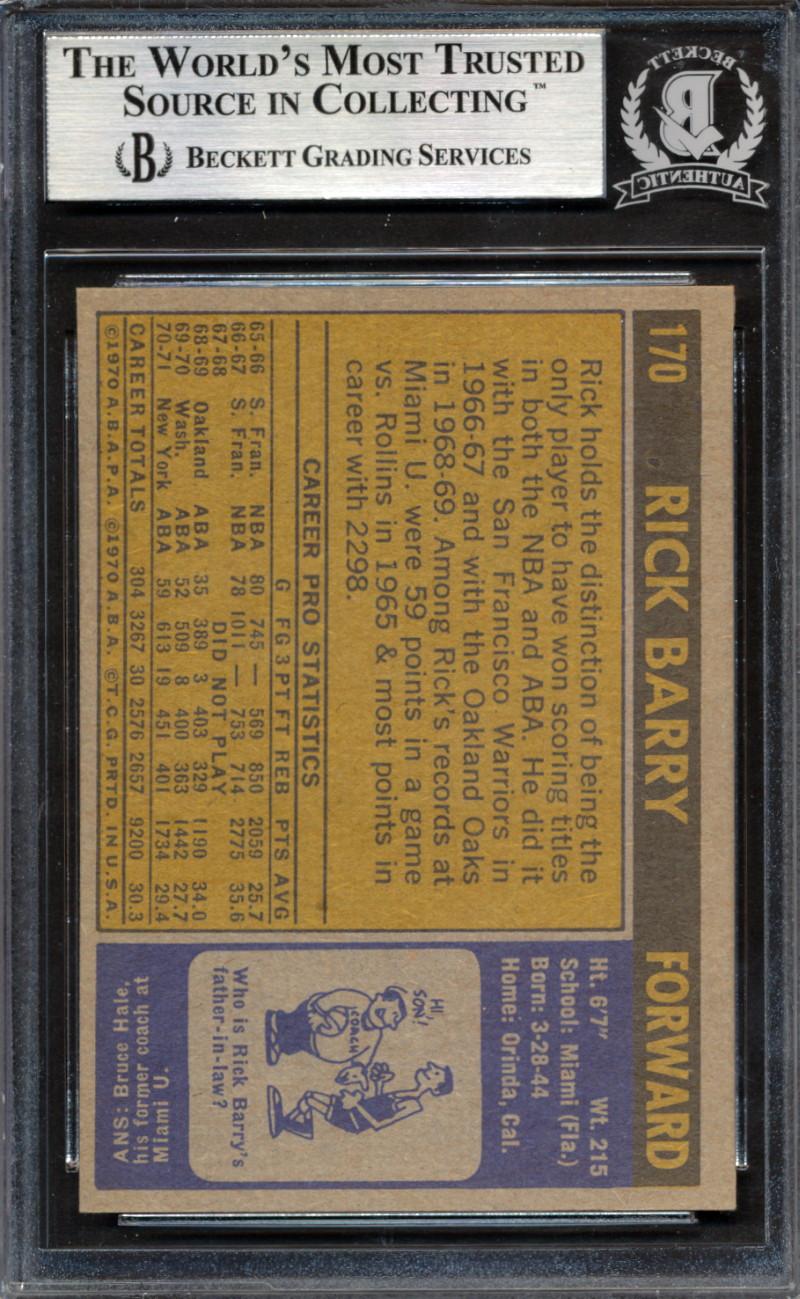 Rick Barry Signed 1971-72 Topps #170 RC (BGS) at PristineAuction.com Rick Barry Signed 1971-72 Topps #170 RC (BGS) at PristineAuction.com