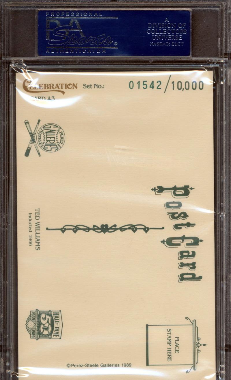 Ted Williams Signed LE 1989 Perez-Steele Celebration Postcards #43 (PSA 9) at PristineAuction.com Ted Williams Signed LE 1989 Perez-Steele Celebration Postcards #43 (PSA 9) at PristineAuction.com