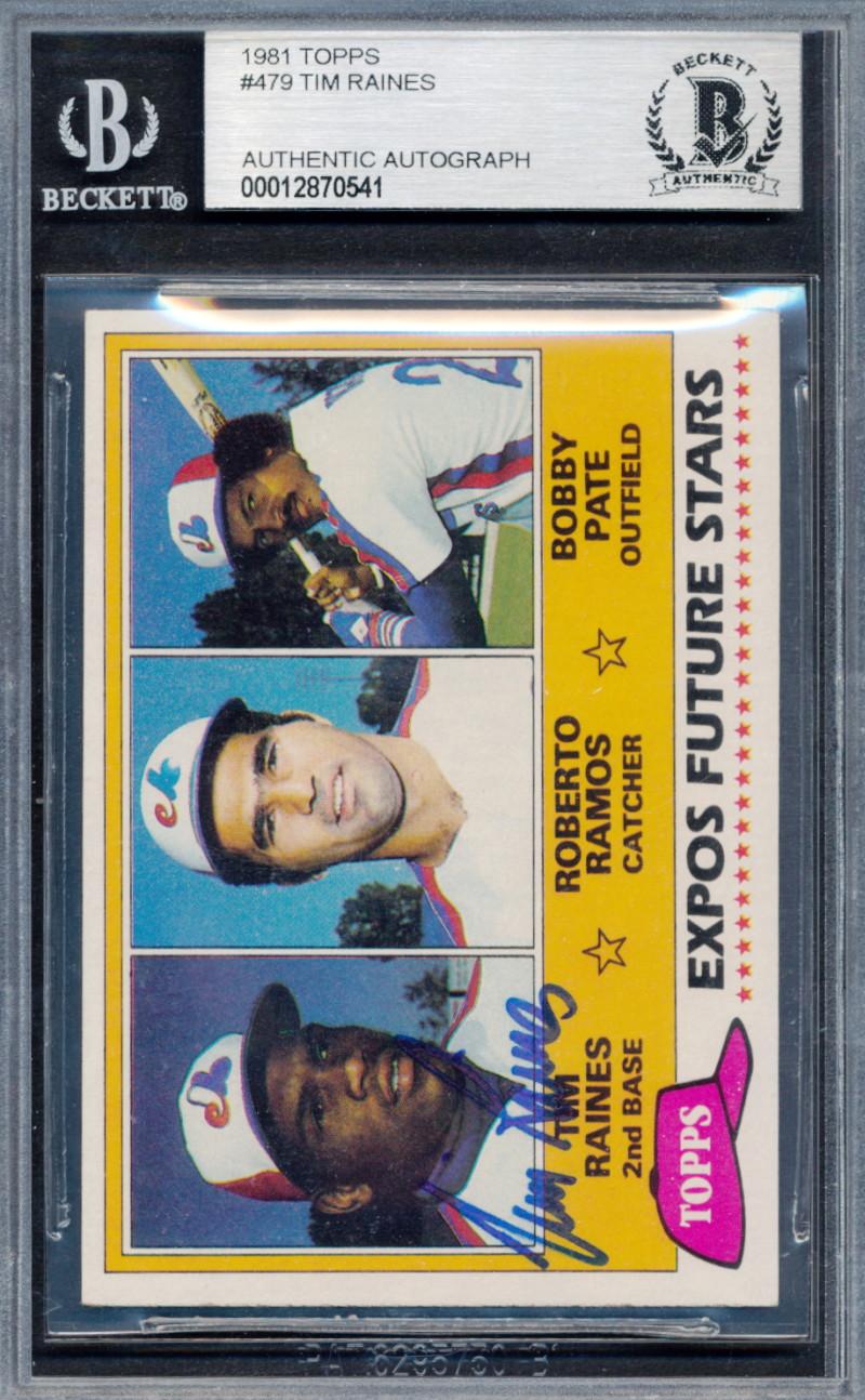 Tim Raines Signed Tim Raines RC / Roberto Ramos RC / Bobby Pate RC 1981 Topps #479 (BGS) at PristineAuction.com Tim Raines Signed Tim Raines RC / Roberto Ramos RC / Bobby Pate RC 1981 Topps #479 (BGS) at PristineAuction.com