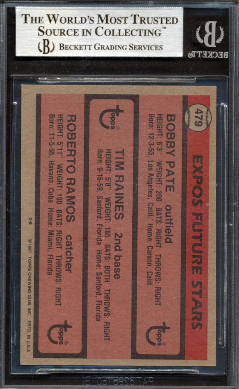 Tim Raines Signed Tim Raines RC / Roberto Ramos RC / Bobby Pate RC 1981 Topps #479 (BGS) at PristineAuction.com Tim Raines Signed Tim Raines RC / Roberto Ramos RC / Bobby Pate RC 1981 Topps #479 (BGS) at PristineAuction.com