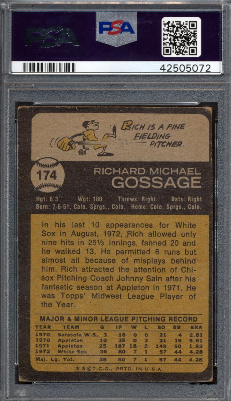 Goose Gossage Signed 1973 Topps #174 RC (PSA) at PristineAuction.com Goose Gossage Signed 1973 Topps #174 RC (PSA) at PristineAuction.com