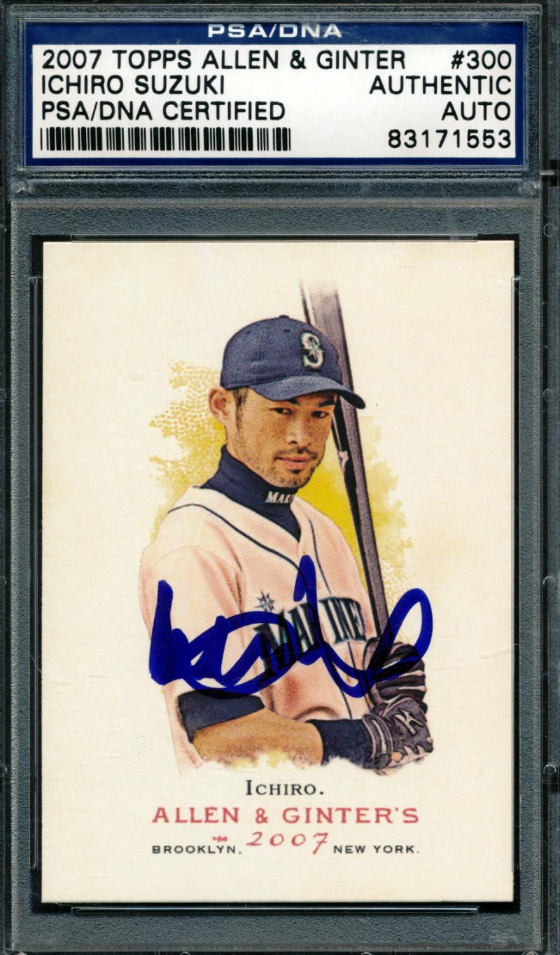 Ichiro Suzuki Signed 2007 Topps Allen and Ginter #300 (PSA) at PristineAuction.com Ichiro Suzuki Signed 2007 Topps Allen and Ginter #300 (PSA) at PristineAuction.com