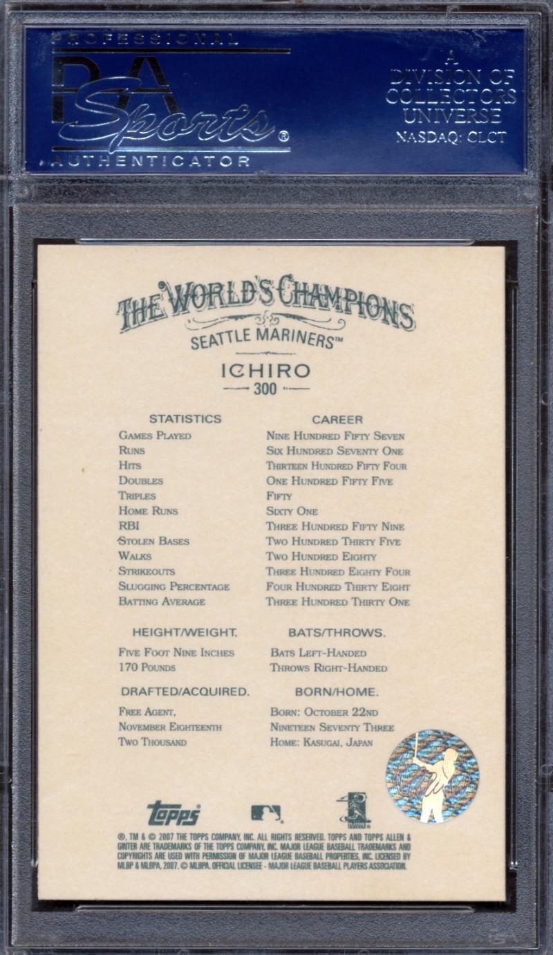 Ichiro Suzuki Signed 2007 Topps Allen and Ginter #300 (PSA) at PristineAuction.com Ichiro Suzuki Signed 2007 Topps Allen and Ginter #300 (PSA) at PristineAuction.com
