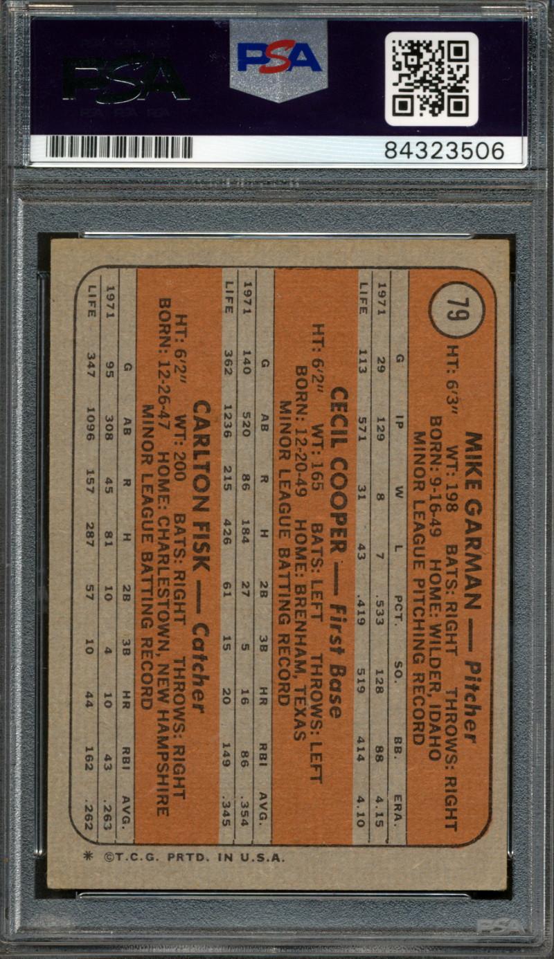 Carlton Fisk Signed Mike Garman / Cecil Cooper RC / Carlton Fisk RC 1972 Topps Rookie Stars #79 (PSA | Auto 10) at PristineAuction.com Carlton Fisk Signed Mike Garman / Cecil Cooper RC / Carlton Fisk RC 1972 Topps Rookie Stars #79 (PSA | Auto 10) at PristineAuction.com