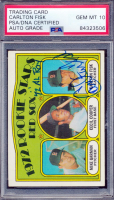 Carlton Fisk Signed Mike Garman / Cecil Cooper RC / Carlton Fisk RC 1972 Topps Rookie Stars #79 (PSA | Auto 10) at PristineAuction.com