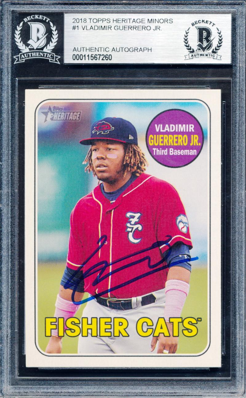 Vladimir Guerrero Jr. Signed 2018 Topps Heritage Minors #1 (BGS) at PristineAuction.com Vladimir Guerrero Jr. Signed 2018 Topps Heritage Minors #1 (BGS) at PristineAuction.com
