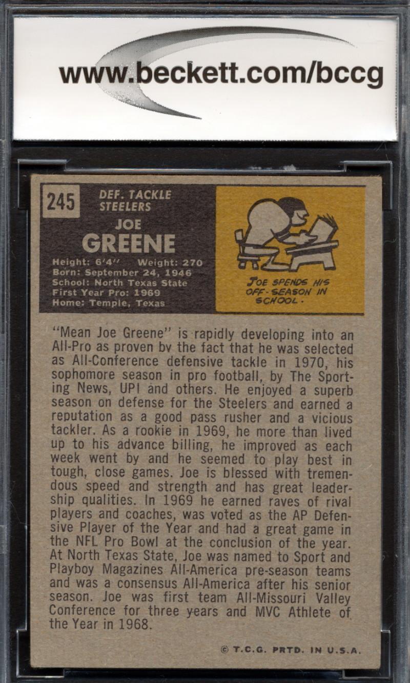 Joe Greene 1971 Topps #245 RC (BCCG 7) at PristineAuction.com Joe Greene 1971 Topps #245 RC (BCCG 7) at PristineAuction.com