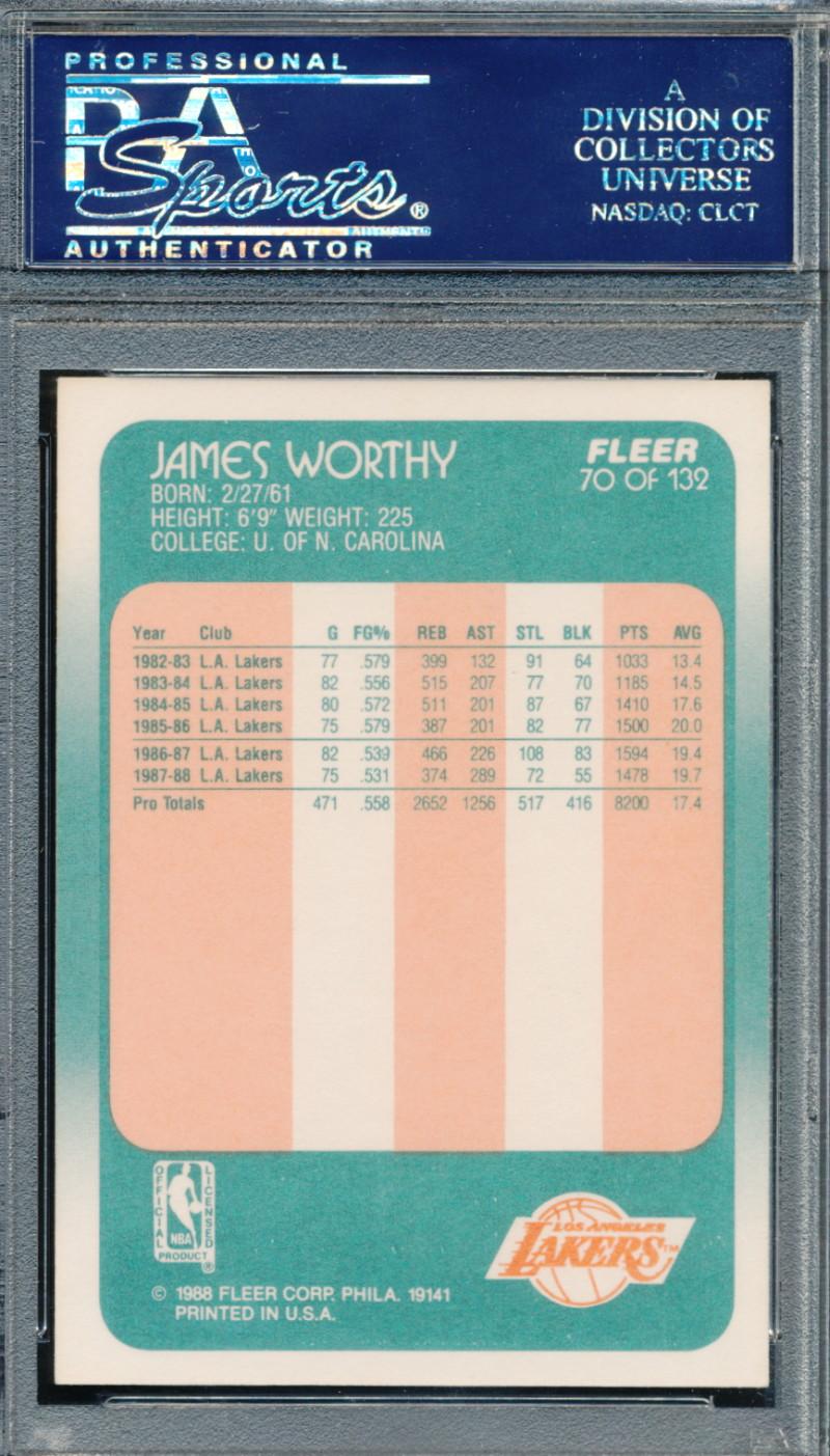 James Worthy Signed 1988-89 Fleer #70 (PSA) at PristineAuction.com James Worthy Signed 1988-89 Fleer #70 (PSA) at PristineAuction.com