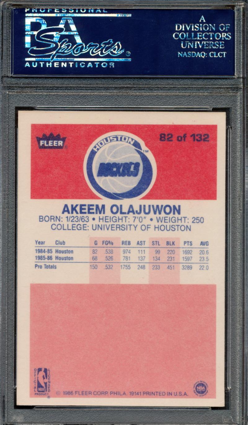 Hakeem Olajuwon Signed 1986-87 Fleer #82 RC (PSA | Autograph Graded 9) at PristineAuction.com Hakeem Olajuwon Signed 1986-87 Fleer #82 RC (PSA | Autograph Graded 9) at PristineAuction.com