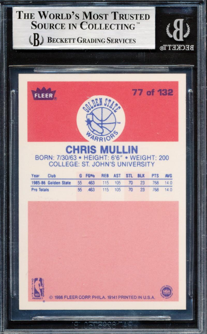 Chris Mullin Signed 1986-87 Fleer #77 RC Inscribed "HOF 2010", "84 92 Gold" & "5x All Star" (BGS) at PristineAuction.com Chris Mullin Signed 1986-87 Fleer #77 RC Inscribed "HOF 2010", "84 92 Gold" & "5x All Star" (BGS) at PristineAuction.com