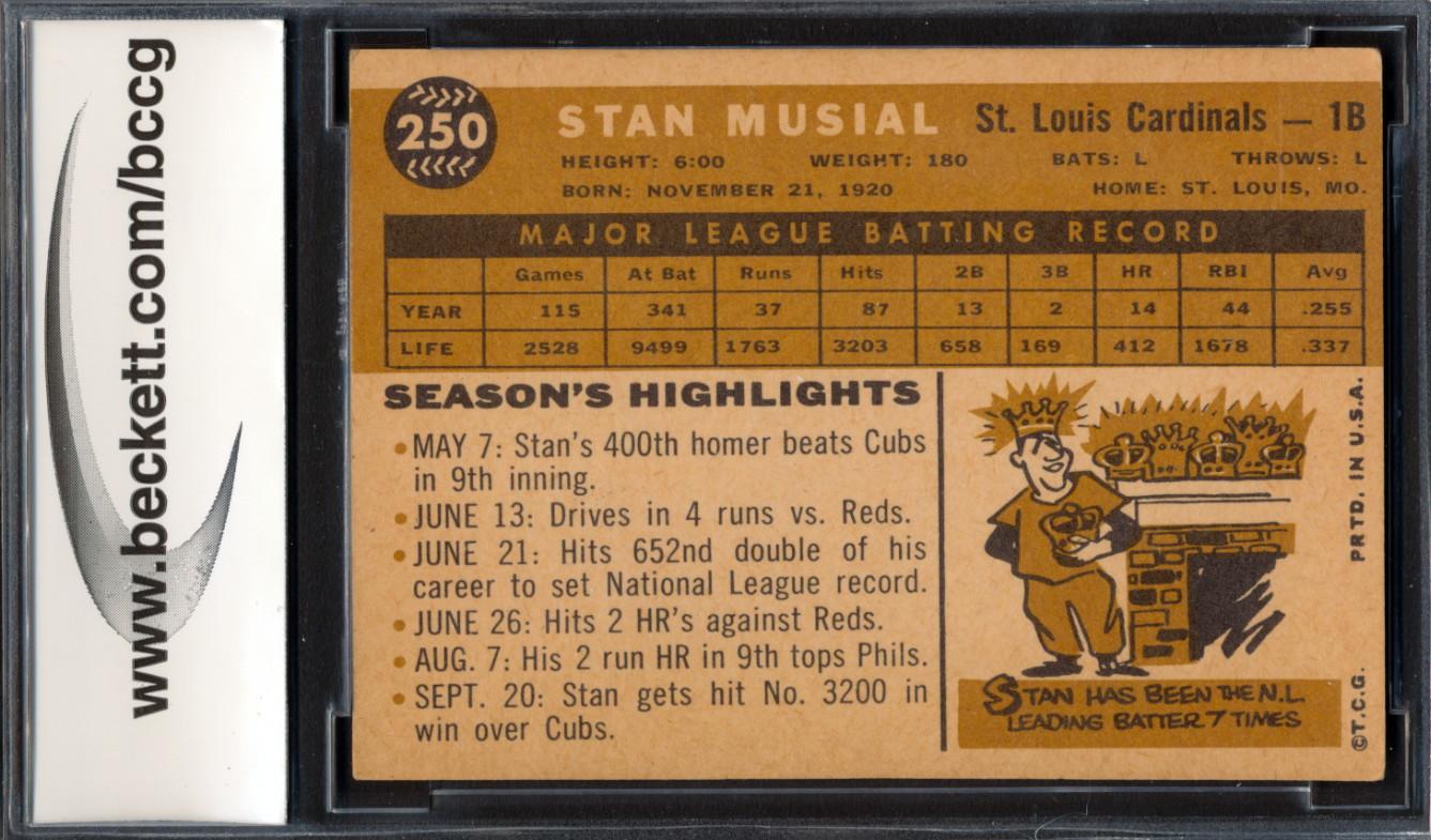 Stan Musial 1960 Topps #250 (BCCG 8) at PristineAuction.com Stan Musial 1960 Topps #250 (BCCG 8) at PristineAuction.com