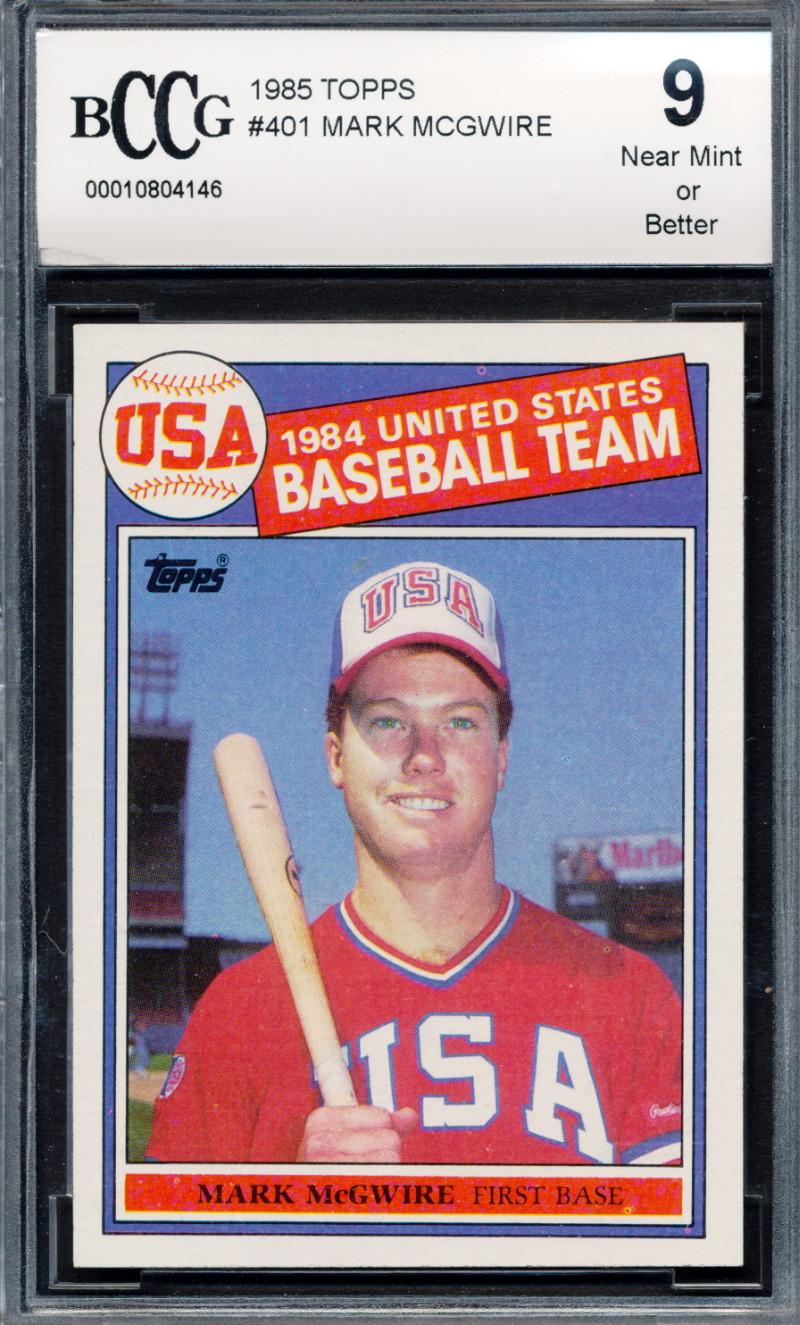 Mark McGwire 1985 Topps #401 RC (BCCG 9) at PristineAuction.com Mark McGwire 1985 Topps #401 RC (BCCG 9) at PristineAuction.com
