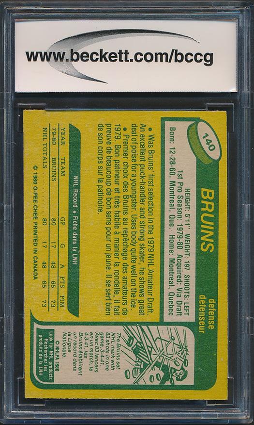 Ray Bourque 1980-81 O-Pee-Chee #140 RC (BCCG 8) at PristineAuction.com Ray Bourque 1980-81 O-Pee-Chee #140 RC (BCCG 8) at PristineAuction.com