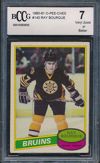 Ray Bourque 1980-81 O-Pee-Chee #140 RC (BCCG 7) at PristineAuction.com Ray Bourque 1980-81 O-Pee-Chee #140 RC (BCCG 7) at PristineAuction.com