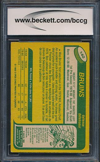 Ray Bourque 1980-81 O-Pee-Chee #140 RC (BCCG 7) at PristineAuction.com Ray Bourque 1980-81 O-Pee-Chee #140 RC (BCCG 7) at PristineAuction.com