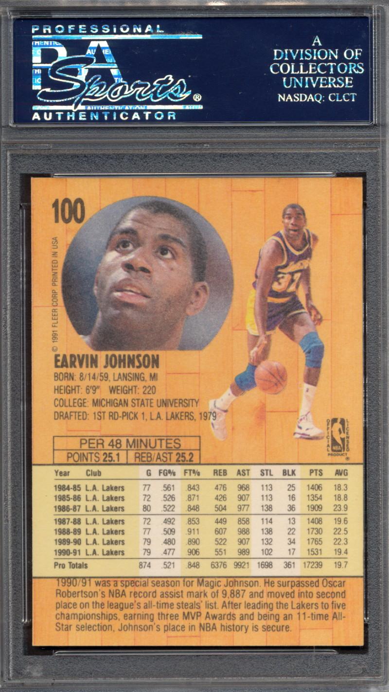 Magic Johnson Signed 1991-92 Fleer #100 (PSA) at PristineAuction.com Magic Johnson Signed 1991-92 Fleer #100 (PSA) at PristineAuction.com