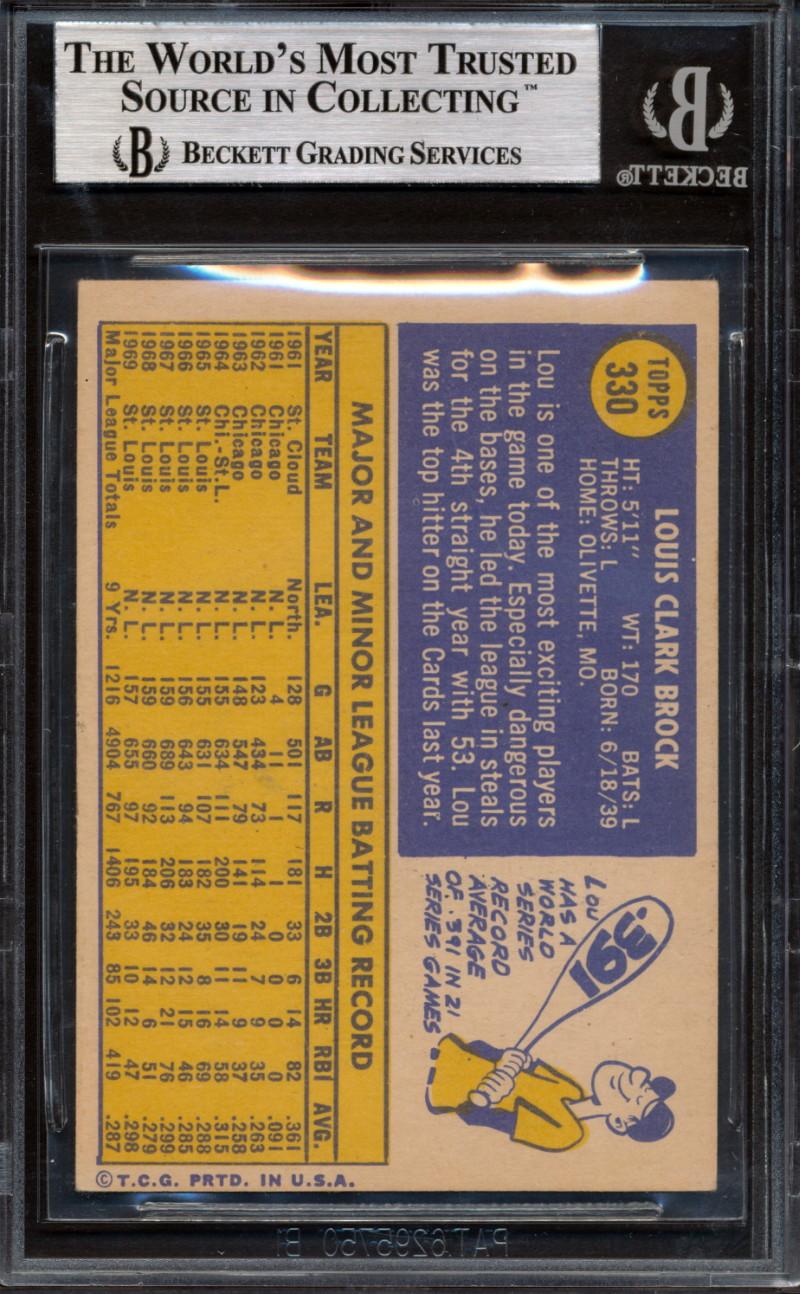 Lou Brock Signed 1970 Topps #330 (BGS) at PristineAuction.com Lou Brock Signed 1970 Topps #330 (BGS) at PristineAuction.com