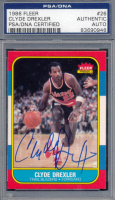 Clyde Drexler Signed 1986-87 Fleer #26 RC (PSA) at PristineAuction.com
