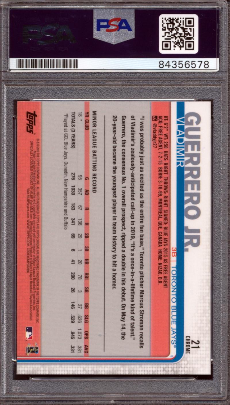 Vladimir Guerrero Jr. Signed 2019 Topps Chrome Update #21 RC (PSA | Autograph Graded 10) at PristineAuction.com Vladimir Guerrero Jr. Signed 2019 Topps Chrome Update #21 RC (PSA | Autograph Graded 10) at PristineAuction.com