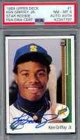 Ken Griffey Jr. Signed 1989 Upper Deck #1 RC (PSA 8) at PristineAuction.com