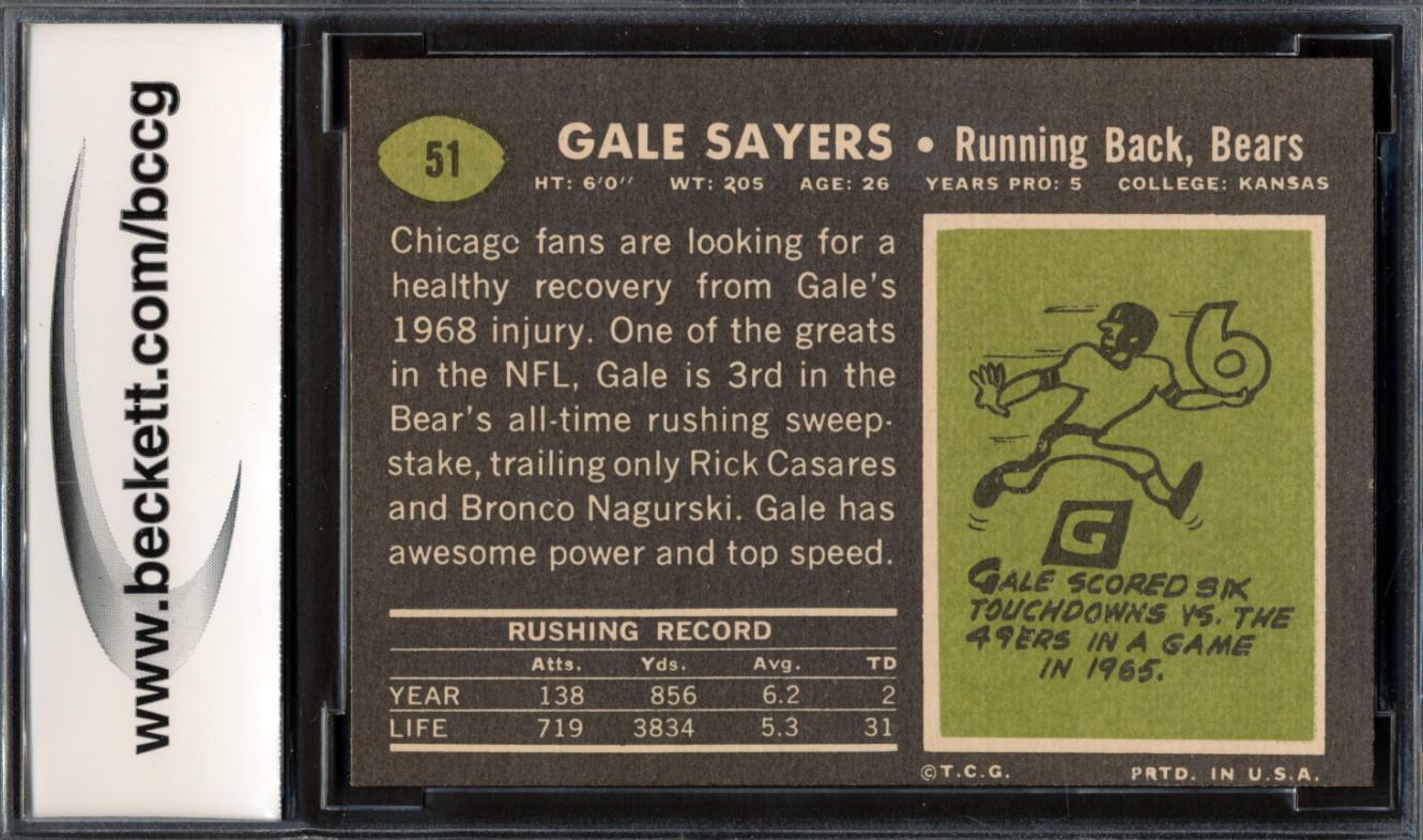 Gale Sayers 1969 Topps #51 (BCCG 9) at PristineAuction.com Gale Sayers 1969 Topps #51 (BCCG 9) at PristineAuction.com