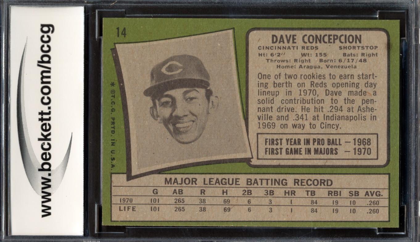 Dave Concepcion 1971 Topps #14 RC (BCCG 9) at PristineAuction.com Dave Concepcion 1971 Topps #14 RC (BCCG 9) at PristineAuction.com