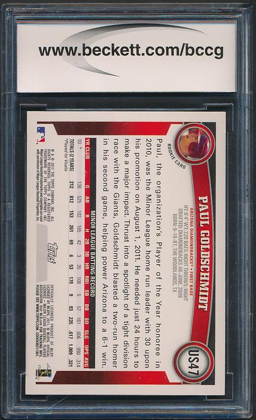 Paul Goldschmidt 2011 Topps Update Wal-Mart Blue Border #US47 RC (BCCG 10) at PristineAuction.com Paul Goldschmidt 2011 Topps Update Wal-Mart Blue Border #US47 RC (BCCG 10) at PristineAuction.com