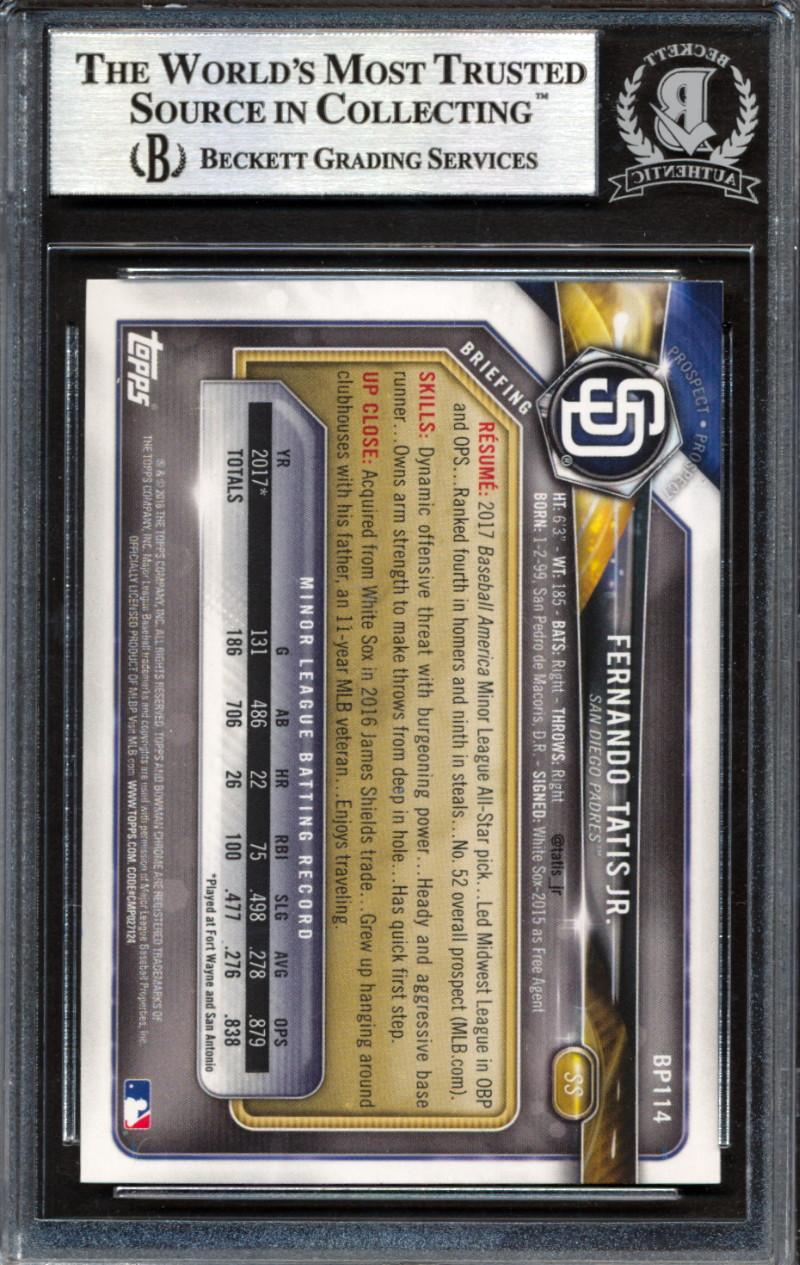Fernando Tatis Jr. Signed 2018 Bowman Prospects #BP114 (BGS) at PristineAuction.com Fernando Tatis Jr. Signed 2018 Bowman Prospects #BP114 (BGS) at PristineAuction.com