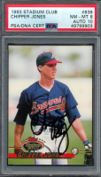 Chipper Jones Signed 1993 Stadium Club #638 RC (PSA 8 | Autograph Graded 10) at PristineAuction.com
