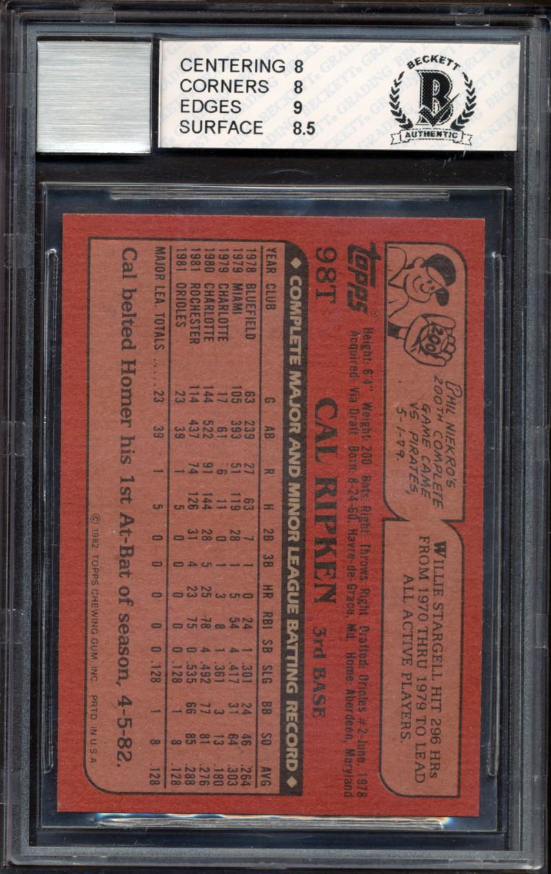 Cal Ripken Jr. 1982 Topps Traded #98T Inscribed "HOF 2007" (BGS 8 | Autograph Graded 10) at PristineAuction.com Cal Ripken Jr. 1982 Topps Traded #98T Inscribed "HOF 2007" (BGS 8 | Autograph Graded 10) at PristineAuction.com