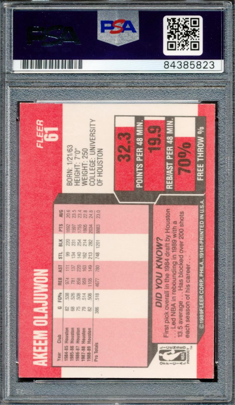 Hakeem Olajuwon Signed 1989-90 Fleer #61 (PSA) at PristineAuction.com Hakeem Olajuwon Signed 1989-90 Fleer #61 (PSA) at PristineAuction.com