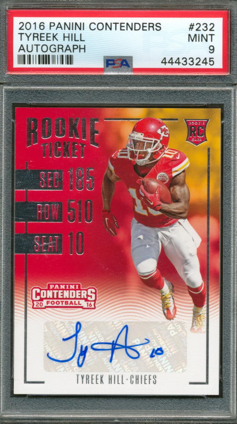 Tyreek Hill 2016 Panini Contenders #232 AU RC (PSA 9) at PristineAuction.com Tyreek Hill 2016 Panini Contenders #232 AU RC (PSA 9) at PristineAuction.com