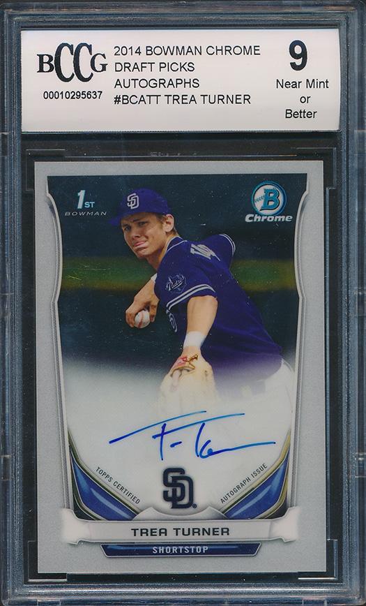 Trea Turner 2014 Bowman Chrome Draft Draft Pick Autographs #BCATT (BCCG 9) at PristineAuction.com Trea Turner 2014 Bowman Chrome Draft Draft Pick Autographs #BCATT (BCCG 9) at PristineAuction.com